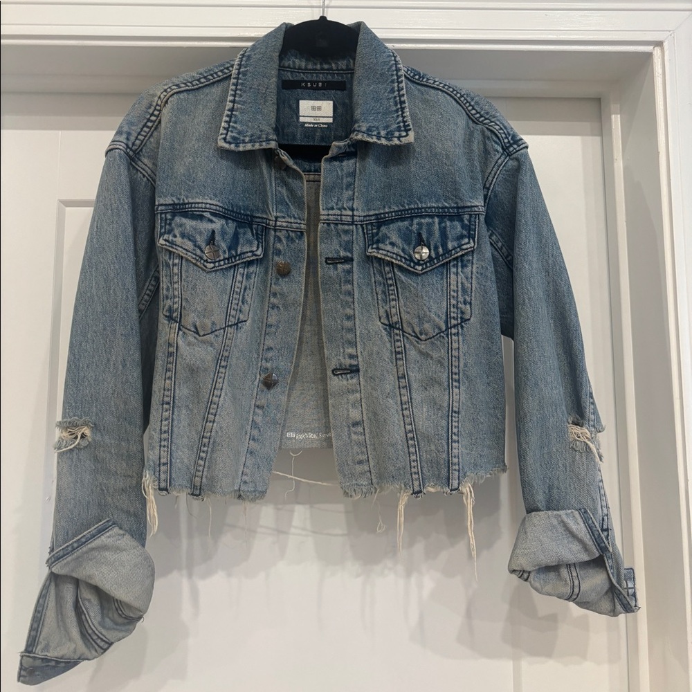 KSUBI Cropped Denim Jacket. Size XS.
